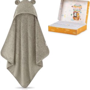 Handdoek met capuchon Baby extra dik, warm en zacht, 75 x 75 cm, babyhanddoek met capuchon, 100% bamboe, babyhanddoek met capuchon met geweldige geschenkverpakking (mintgroen)