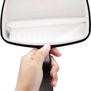 Handspiegel met Handvat - 15 x 12 cm spiegeloppervlak - Make Up Spiegel/Scheerspiegel/Kappersspiegel - Zwart