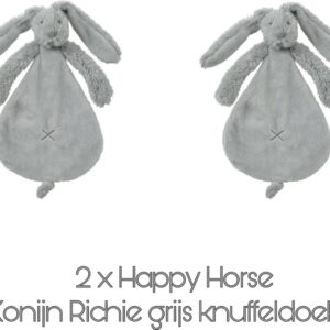 Happy Horse knuffeldoekje-konijn Richie grijs-set van 2