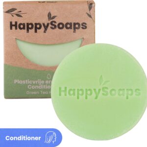 HappySoaps Conditioner Bar - Green Tea Happiness Fris, Verkwikkend & Hydraterend - 100% Plasticvrij, Vegan & Natuurlijk - 65gr