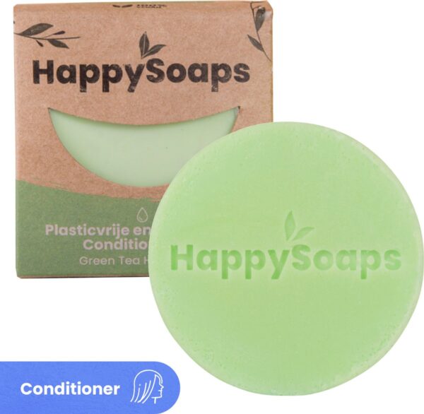 HappySoaps Conditioner Bar - Green Tea Happiness Fris, Verkwikkend & Hydraterend - 100% Plasticvrij, Vegan & Natuurlijk - 65gr