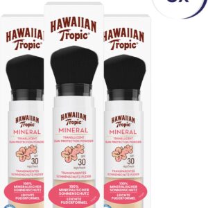 Hawaiian Tropic Mineral Powder Brush - SPF30 - 3 Stuks - Lotion - Gezichtsbescherming - Dermatologisch getest - Vegan - Voordeelverpakking
