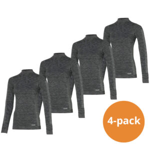 Heatkeeper Thermoshirt Lange Mouw Dames Premium 4-pack Zwart Melange-L