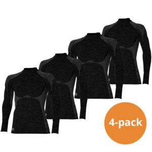 Heatkeeper Thermoshirt Lange Mouw Heren Premium 4-pack Zwart Melange