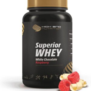 High End Nutrition Superior Whey 2kg | Framboos witte chocolade | Eiwit | Proteïne | Supplement | komt voor in spieren, belangrijk bij algehele gezondheid, gezonder eten evenwichtige voeding, ondersteuning Lichaam functies, Immuunsysteem | Nutriworld