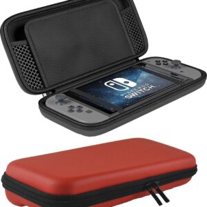 Hoes Geschikt voor Nintendo Switch Case Hoesje Met Koord - Bescherm Hoes Geschikt voor Nintendo Switch Hoes Hard Cover - Rood