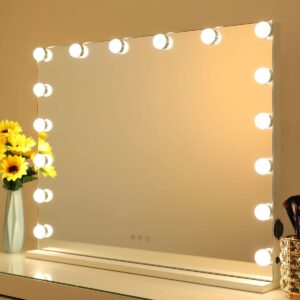 Hollywood-Verlichting Cosmeticspiegel - 10 Lichtstanden en Geheugenfunctie - Wandgemonteerde Make-up Spiegel