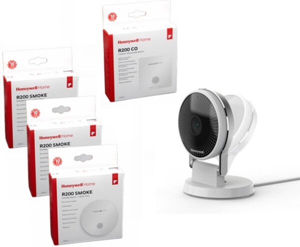 Honeywell Home Veilig Thuis Pakket - Camera, CO-melder en 3 Rookmelders