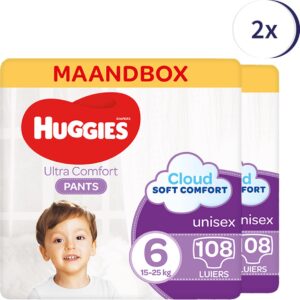 Huggies Luierbroekjes - maat 6 (15 tot 25 kg) - Ultra Comfort - unisex - 216 stuks (8x27)- Maandbox