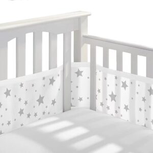 IL BAMBINI - Baby Bedomrander - Bedbumper - Hoofdbeschermer- omrander voor in ledikant - Set van 2 - 340x30cm & 160x30cm - Wit met sterren