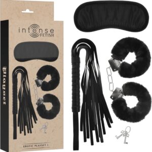 INTENSE FETISH | Intense Fetish - Erotic Playset 1 With Handcuffs, Blind Mask And Flogger