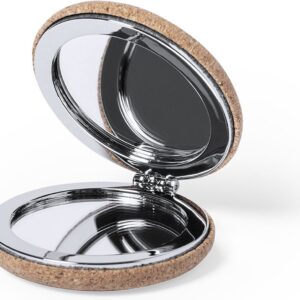 Inklapbare make-up spiegel - Zakspiegel - Reisspiegel - x2 vergrotend - 6,2 cm - Kurk - Bruin