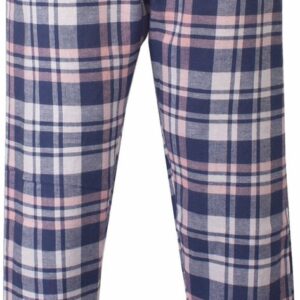 Irresistible - Mix & Match - Dames Pyjama Broek - Geruit - Flannel Boorden Blauw - 100 % Katoen. Maat XXL