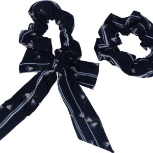 Jessidress Haar elastiek set Scrunchie met strik - Donker Blauw