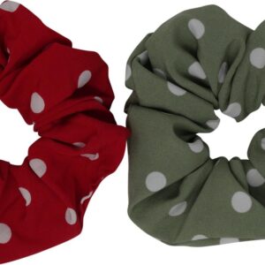 Jessidress XL Scunchie Grote Scrunchies Elastieken van sterke kwaliteit - Rood/Groen