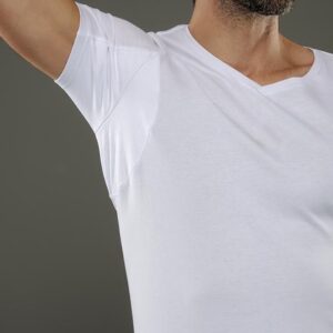Katoen anti zweet shirt met okselpads - extra lang t-shirt met V-neck - wit - Large