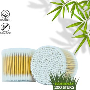 Katoenen Bamboe Wattenstaafjes Eco Vriendelijk - 200 Stuks