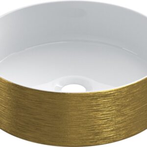 Keramische ronde opbouw waskom Cylindrico ø36cm goudkleurig met witte binnenzijde