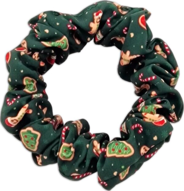 Kerst Scrunchie Voor Baasjes - Kleurrijke Haarelastiek - Groen - Kerstmis - Peperkoek - Zuurstokken - Howliday Crumbles - Paw My God!