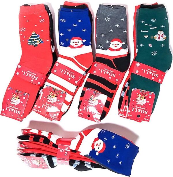 Kerstsokken dames sokken multipack 5 paar kerstcadeau warme sokken voor kerst maat 35-38