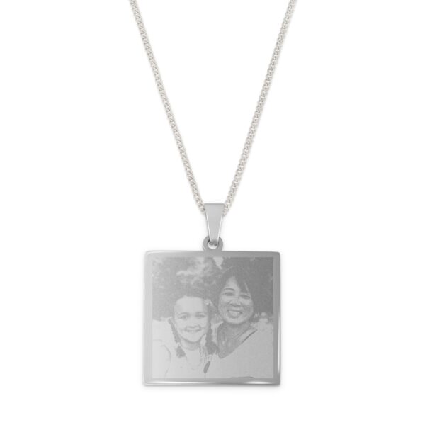 Ketting vierkante hanger met foto - zilver