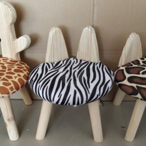 Kinderstoel met oren hout zebra 27x27x37cm
