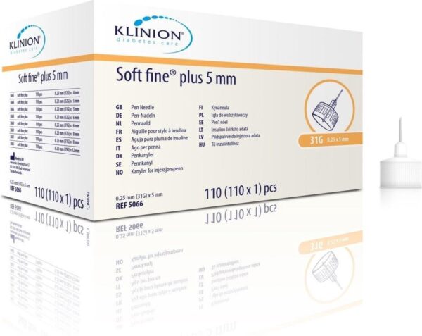 Klinion Diabetes Care Soft fine Plus pennaalden 0,25mm (31G) x 5mm Klinion