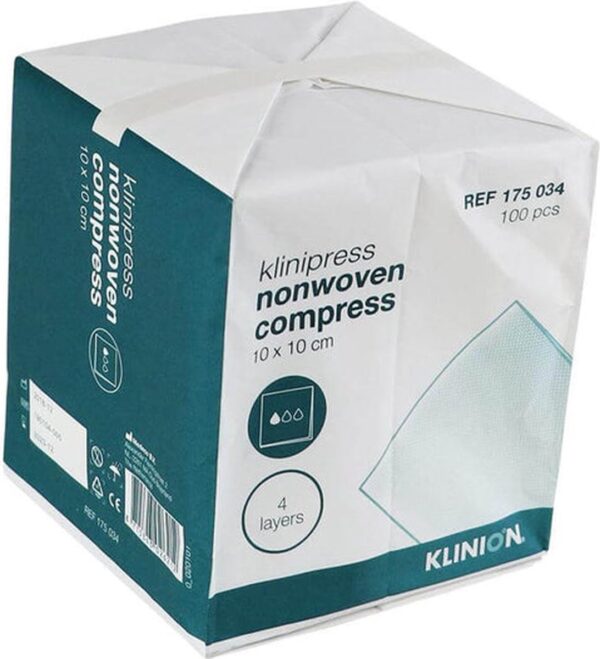 Klinion non-woven kompres, 10 x 10 cm- 100 x 100 stuks voordeelverpakking