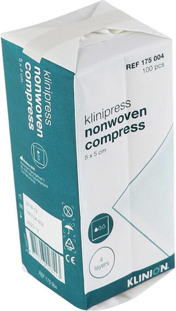 Klinion non-woven kompres 5 x 5 cm- 100 x 100 stuks voordeelverpakking