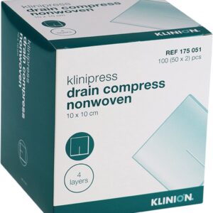 Klinipress Nonwoven Drainkompres splitkompres 10X10CM 4 lagen steriel 175051- 100 x 100 stuks voordeelverpakking