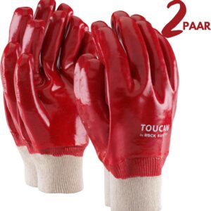 Korte chemisch bestendige handschoenen 2 paar - PVC gedompeld - 25cm - Maat 10,5 - Werkhandschoenen