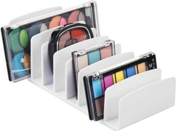 Kunststof organizer voor cosmetica; rekje met 9 compartimenten; voor de wastafel, de make-uptafel of een kastje, enkel, wit