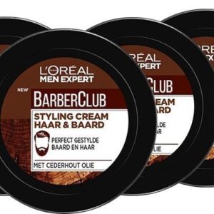 L'Oréal Paris Men Expert BarberClub Beard & Hair Styling Cream - 6 x 75ml - Multiverpakking