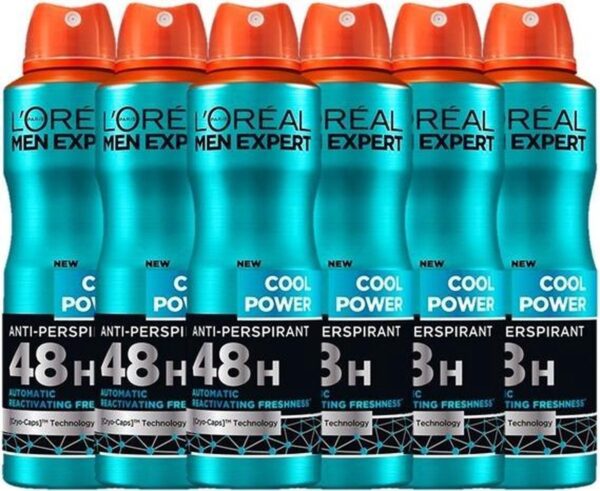 L'Oréal Paris Men Expert Cool Powder Deodorant Spray - 6 x 150 ml