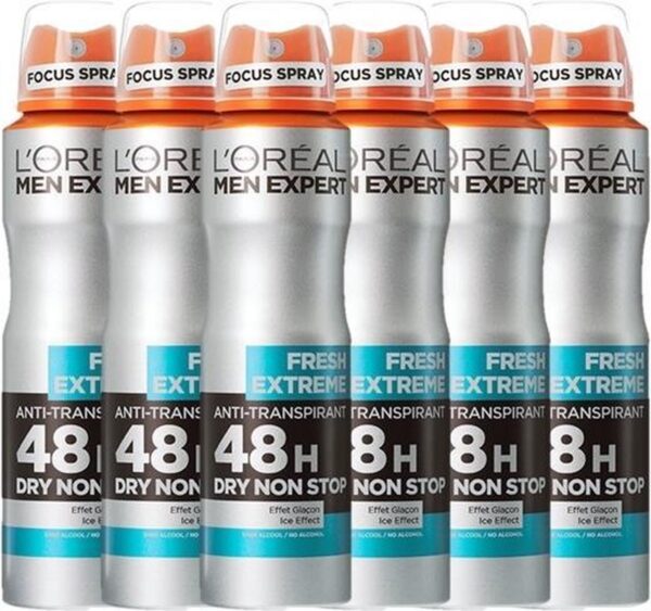 L'Oréal Paris Men Expert Fresh Extreme 48H Deodorant Spray - 6 x 150 ml - Voordeelverpakking