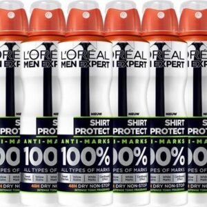 L'Oréal Paris Men Expert Shirt Protection Deodorant - 6 x 150 ml - Spray - Voordeelverpakking