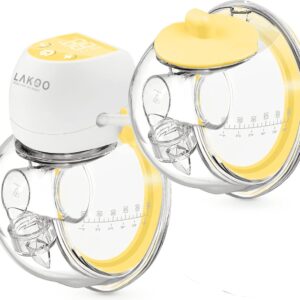 Lakoo® Hands-Free borstkolf - borstkolf electrisch dubbel - Borstkolf - Dubbele elektrische handsfree borstkolf - Draagbaar - Transparant/Geel