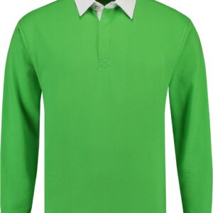 L&S Rugby Shirt voor heren in de kleur Lime maat S