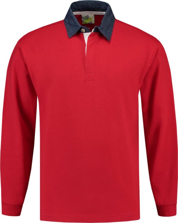 L&S Rugby Shirt voor heren in de kleur Rood maat XXL