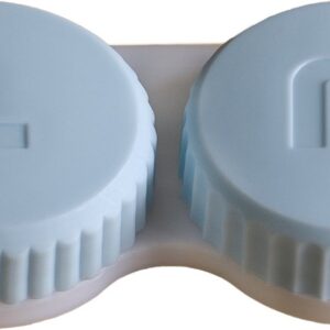 Lensbakjes - 2 stuks - Blauwe doppen - Compact - Antibacterieel - Blauw - L/R Inscriptie - Lenzenhouders - Lenzendoosjes