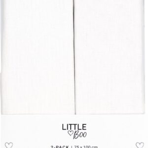 Little Boo Laken Wieg - Uni Wit - 2-pack - 75x100