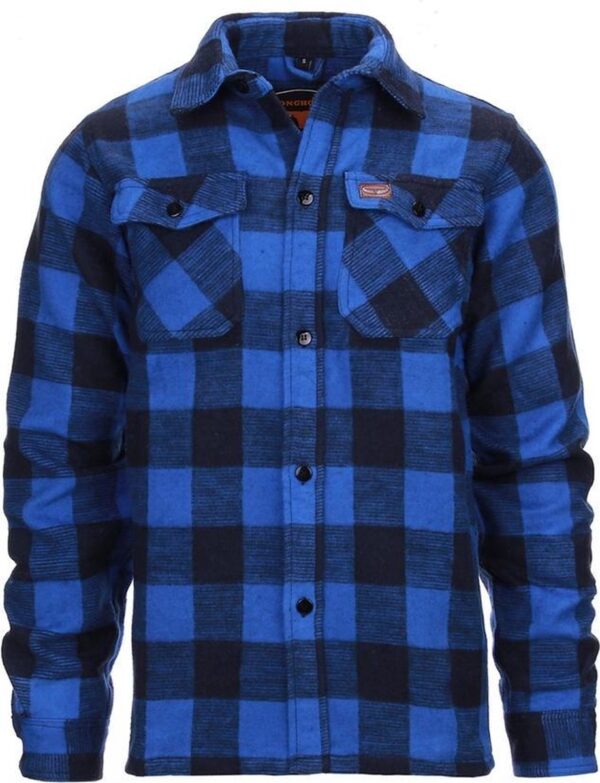 Longhorn - Lumberjack flannel shirt (kleur: Zwart/Blauw / maat: XXL)