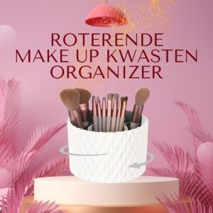 Luxe Make Up Kwasten Organizer | Wit | Draaibaar | Roterend 360 graden | 5 Vakken | Make up Organizer | Luxury Lifestyle