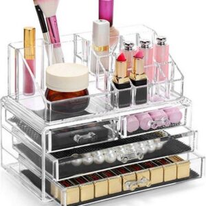 Make-up organizer - Tweedelig - Cosmetica opbergdoos - Met 4 lades