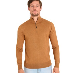 Mario Russo Half Zip Sweater - Camel - XXL