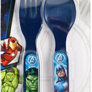 Marvel Avengers - 2-delig bestek van hard plastic - Blauw - Lepel en Vork - kinderbestek