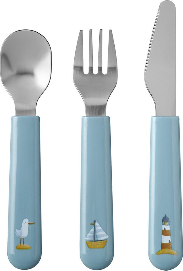 Mepal Mio kinderbestek - 3-delig, vork, mes en lepel - Roestvrij staal - Kinderservies - Sailors Bay