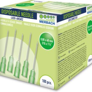 Merbach Injectienaalden 21 G x 1 1/2 - 38mm groen- 100 x 100 stuks voordeelverpakking