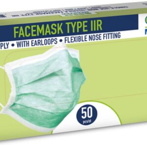 Merbach mondmasker groen 3-lgs IIR oorlus- 30 x 50 stuks voordeelverpakking
