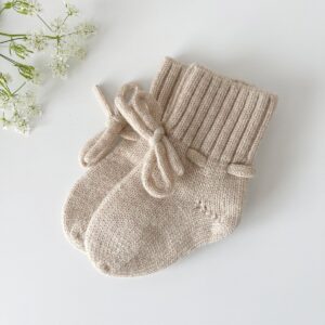 Merino wol sloffen - Zand - baby sloffen - newborn sokken